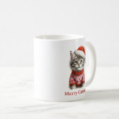 Vrolijk Catmas Schattige Tabby Kitten Santa Xmas Koffiemok (Voorkant rechts)