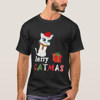 Vrolijk Catmas Witte Kat Liefhebber Kerstmis Gift T-shirt