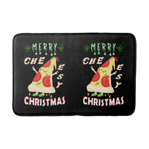 Vrolijk Cheesy Kerstmis Kerstmis Santa Pizza Kerst Badmat