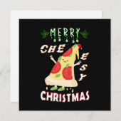 Vrolijk Cheesy Kerstmis Kerstmis Santa Pizza Kerst Bedankkaart (Voorkant / Achterkant)