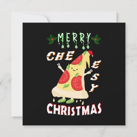 Vrolijk Cheesy Kerstmis Kerstmis Santa Pizza Kerst Bedankkaart (Voorkant)