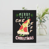 Vrolijk Cheesy Kerstmis Kerstmis Santa Pizza Kerst Bedankkaart (Staand voorkant)