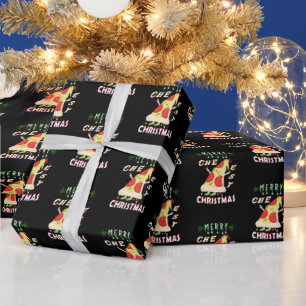 Vrolijk Cheesy Kerstmis Kerstmis Santa Pizza Kerst Cadeaupapier