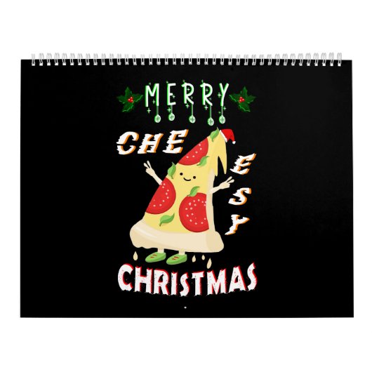 Vrolijk Cheesy Kerstmis Kerstmis Santa Pizza Kerst Kalender (Hoes)