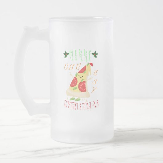 Vrolijk Cheesy Kerstmis Kerstmis Santa Pizza Kerst Matglas Bierpul (Links)