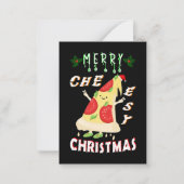 Vrolijk Cheesy Kerstmis Kerstmis Santa Pizza Kerst Notitiekaartje (Voorkant)