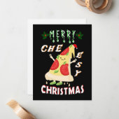 Vrolijk Cheesy Kerstmis Kerstmis Santa Pizza Kerst Notitiekaartje (Voorkant / Achterkant in situ)