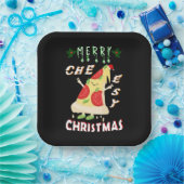 Vrolijk Cheesy Kerstmis Kerstmis Santa Pizza Kerst Papieren Bordje (Feest)