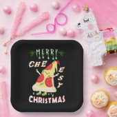 Vrolijk Cheesy Kerstmis Kerstmis Santa Pizza Kerst Papieren Bordje (Feest)