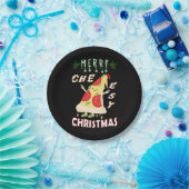 Vrolijk Cheesy Kerstmis Kerstmis Santa Pizza Kerst Papieren Bordje (Feest)