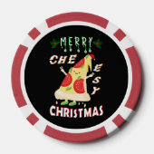 Vrolijk Cheesy Kerstmis Kerstmis Santa Pizza Kerst Poker Chips (Achterkant)