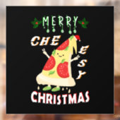 Vrolijk Cheesy Kerstmis Kerstmis Santa Pizza Kerst Raamsticker (Vel 2)