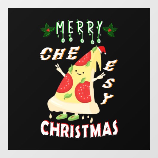 Vrolijk Cheesy Kerstmis Kerstmis Santa Pizza Kerst Raamsticker (Vel)