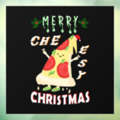 Vrolijk Cheesy Kerstmis Kerstmis Santa Pizza Kerst Raamsticker (Vel 3)