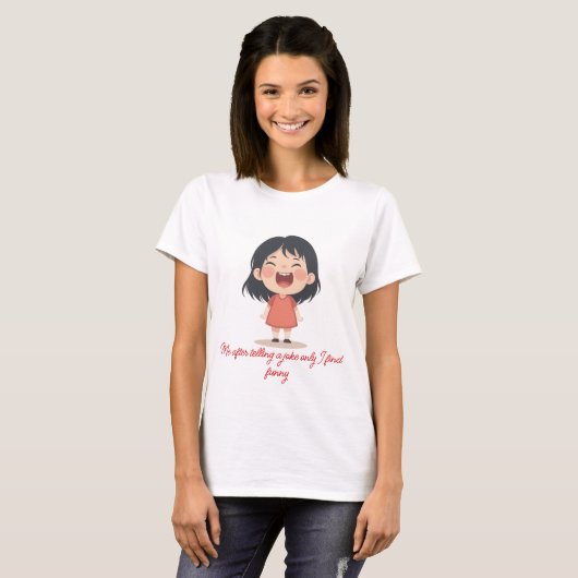 Vrolijk Chibi meisje lacht T-shirt (Voorkant volledig)