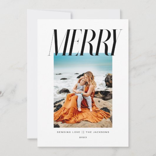 Vrolijk - Chic modern kerstontwerp Feestdagenkaart (Voorkant)