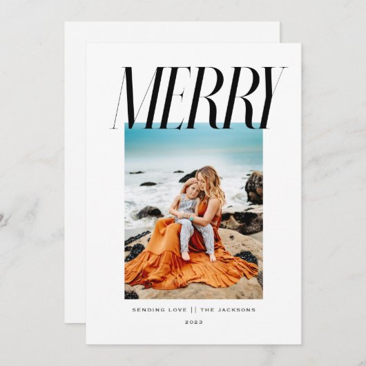 Vrolijk - Chic modern kerstontwerp Feestdagenkaart (Voorkant / Achterkant)