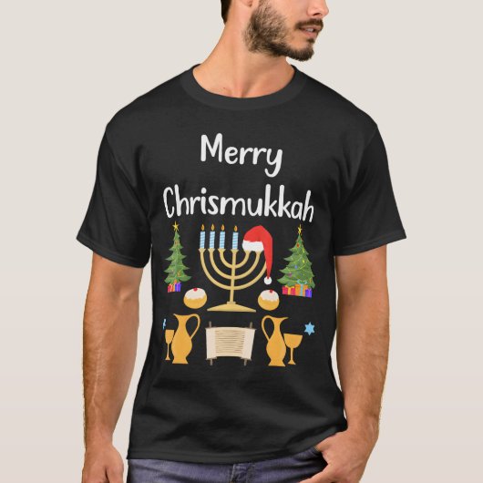 Vrolijk Chrismukkah Chanoeka Kerstmis Half Joods T-shirt (Voorkant)