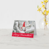 Vrolijk Chrismukkah Rood en Witte Elf met Cadeaus Kaart (Gele Bloem)