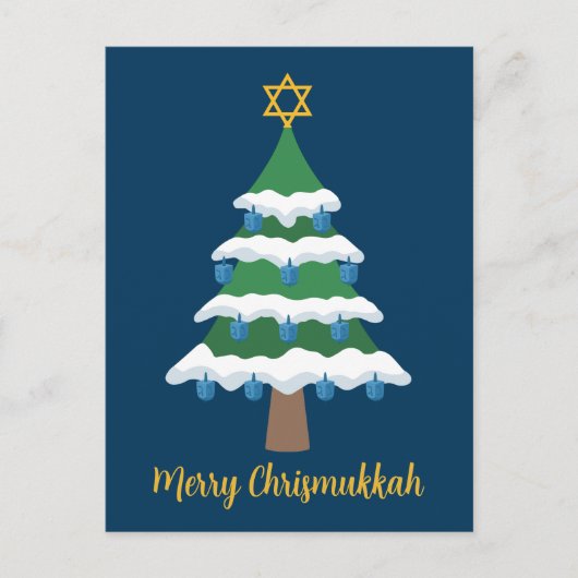 Vrolijk Chrismukkah Schattige Chanoeka kerstboom Briefkaart (Voorkant)