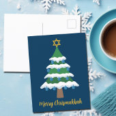 Vrolijk Chrismukkah Schattige Chanoeka kerstboom Briefkaart