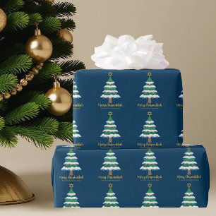 Vrolijk Chrismukkah Schattige Chanoeka kerstboom Cadeaupapier