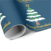 Vrolijk Chrismukkah Schattige Chanoeka kerstboom Cadeaupapier (Rol Hoek)