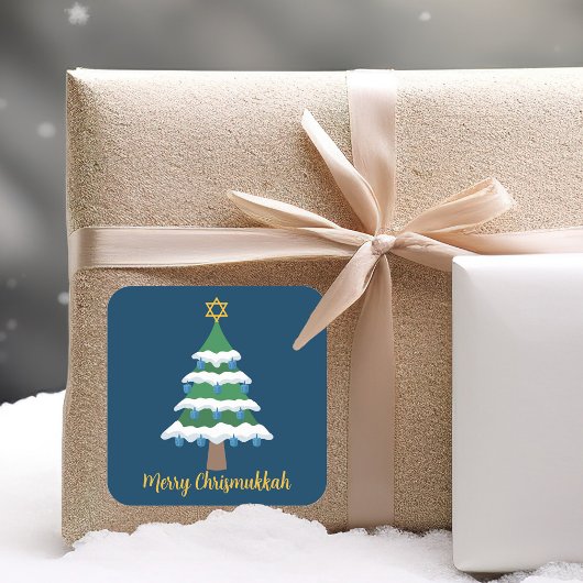 Vrolijk Chrismukkah Schattige Chanoeka kerstboom Vierkante Sticker