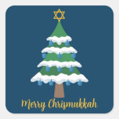 Vrolijk Chrismukkah Schattige Chanoeka kerstboom Vierkante Sticker (Voorkant)