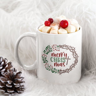 Vrolijk CHRISTmas Christelijke Schrift krans 11oz Koffiemok