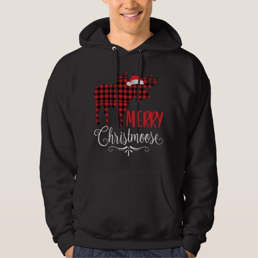 Vrolijk Christmoose Familie Kerstmis Pyjama Moose Hoodie (Voorkant)