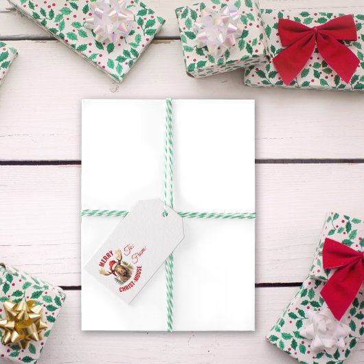 Vrolijk Christus-eland Grappige Kerstmis Moose Cadeaulabel