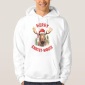 Vrolijk Christus-eland Grappige Kerstmis Moose Hoodie (Voorkant)