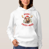 Vrolijk Christus-eland Grappige Kerstmis Moose Hoodie (Voorkant)