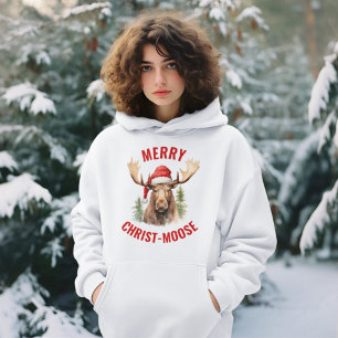 Vrolijk Christus-eland Grappige Kerstmis Moose Hoodie