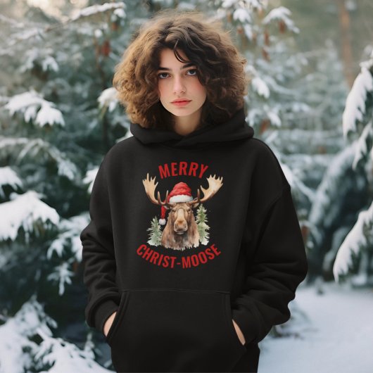 Vrolijk Christus-eland Grappige Kerstmis Moose Hoodie
