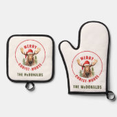 Vrolijk Christus-eland Grappige Kerstmis Moose Ovenwant & Pannenlap Set (Voorkant)