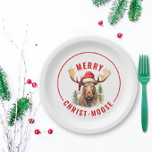 Vrolijk Christus-eland Grappige Kerstmis Moose Papieren Bordje