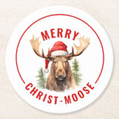 Vrolijk Christus-eland Grappige Kerstmis Moose Ronde Kartonnen Onderzetter (Voorkant)