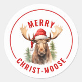 Vrolijk Christus-eland Grappige Kerstmis Moose Ronde Sticker (Voorkant)