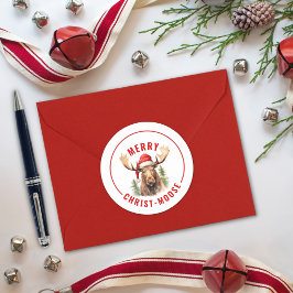 Vrolijk Christus-eland Grappige Kerstmis Moose Ronde Sticker