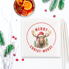 Vrolijk Christus-eland Grappige Kerstmis Moose Servet