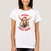 Vrolijk Christus-eland Grappige Kerstmis Moose T-shirt (Voorkant)