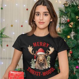 Vrolijk Christus-eland Grappige Kerstmis Moose T-shirt