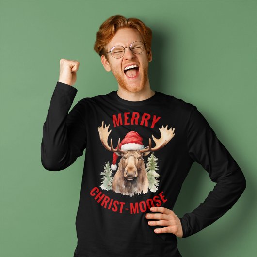 Vrolijk Christus-eland Grappige Kerstmis Moose T-shirt