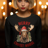 Vrolijk Christus-eland Grappige Kerstmis Moose T-shirt