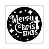 Vrolijk Christus Mas Kerstplein Hout Rubberstempel (Afrduk)