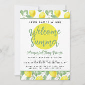 Vrolijk Citroenpatroon Geel Groen Grasmaandag BBQ Kaart (Voorkant)