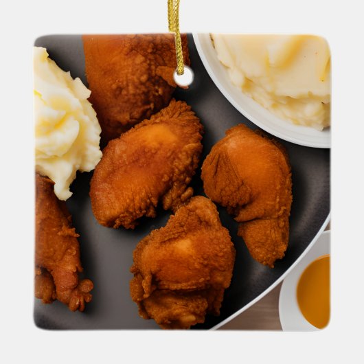 Vrolijk Cluckin 'Christmas Fried Chicken Keramisch Ornament (Voorkant)