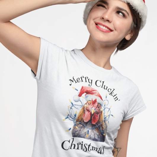 Vrolijk Cluckin' Kerstmiskip T-shirt
